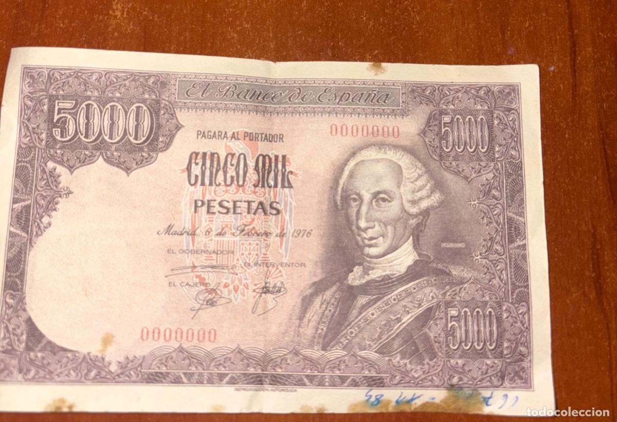 Antig&uuml;edades: Billete de 5000 pesetas de Specimen