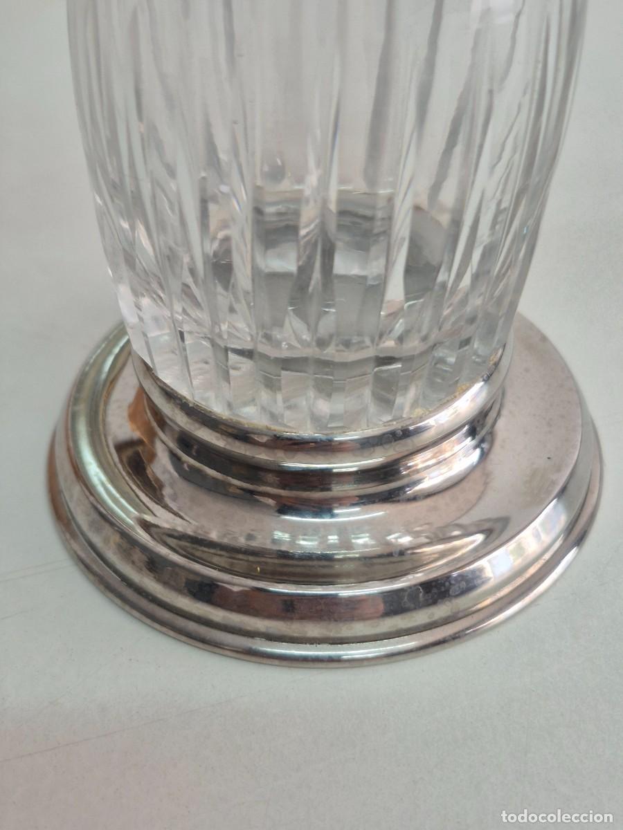 Antig&uuml;edades: Aceitera, Vinagrera de Cristal Tallado - Base Plateada - Foto 9