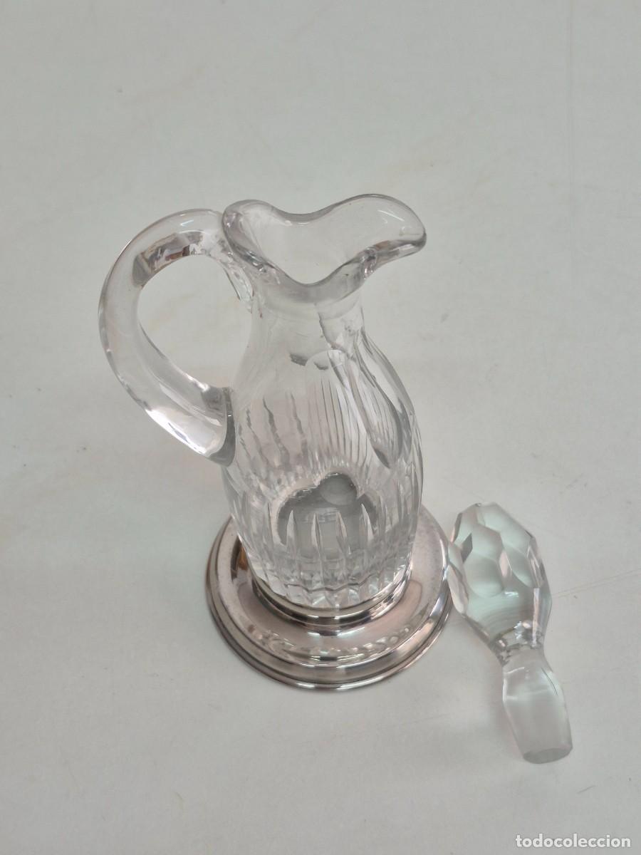 Antig&uuml;edades: Aceitera, Vinagrera de Cristal Tallado - Base Plateada - Foto 18