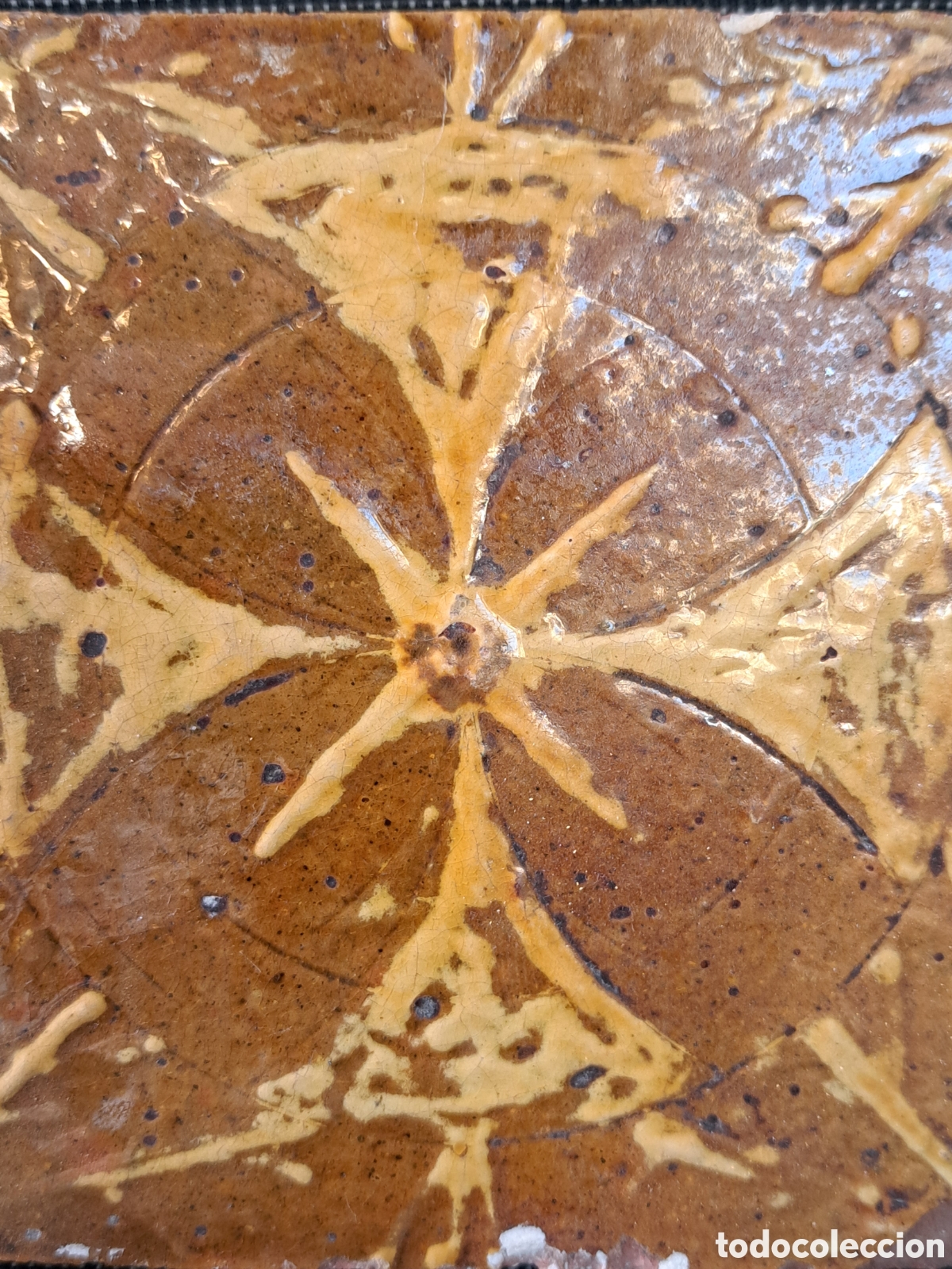 Antig&uuml;edades: Raro azulejo antiguo cruz - Foto 2