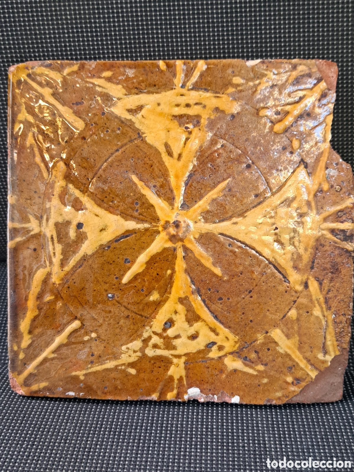 Antig&uuml;edades: Raro azulejo antiguo cruz