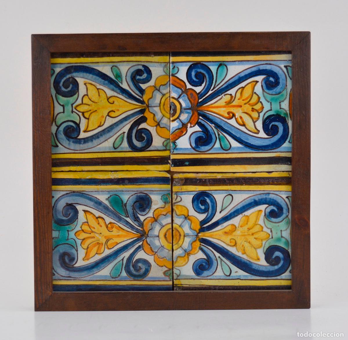 Antiques: Plaf&oacute;n de azulejos enmarcados siglo XVIII.