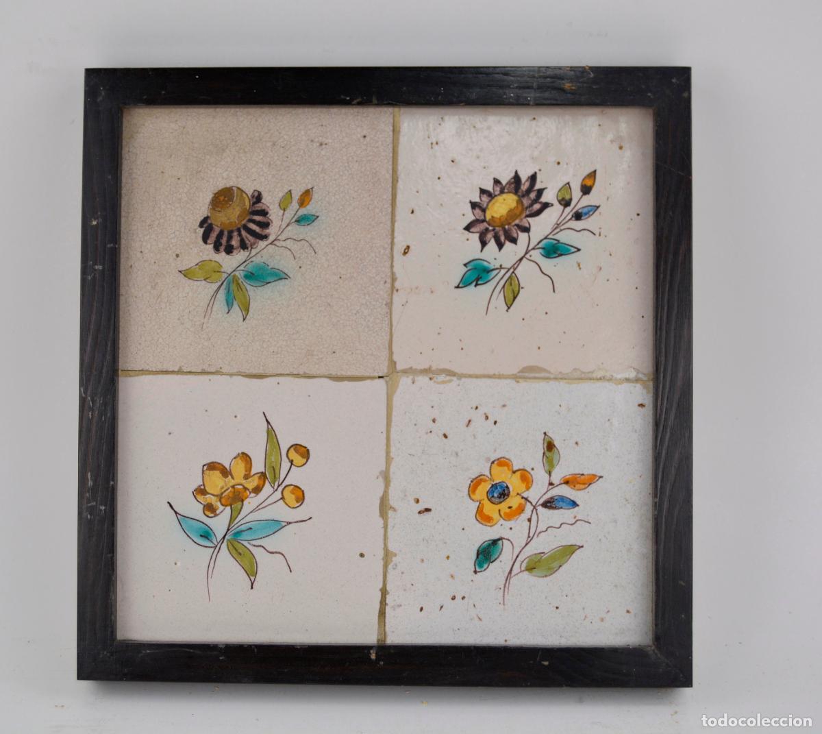 Antig&uuml;edades: Plaf&oacute;n de azulejos enmarcados siglo XIX.