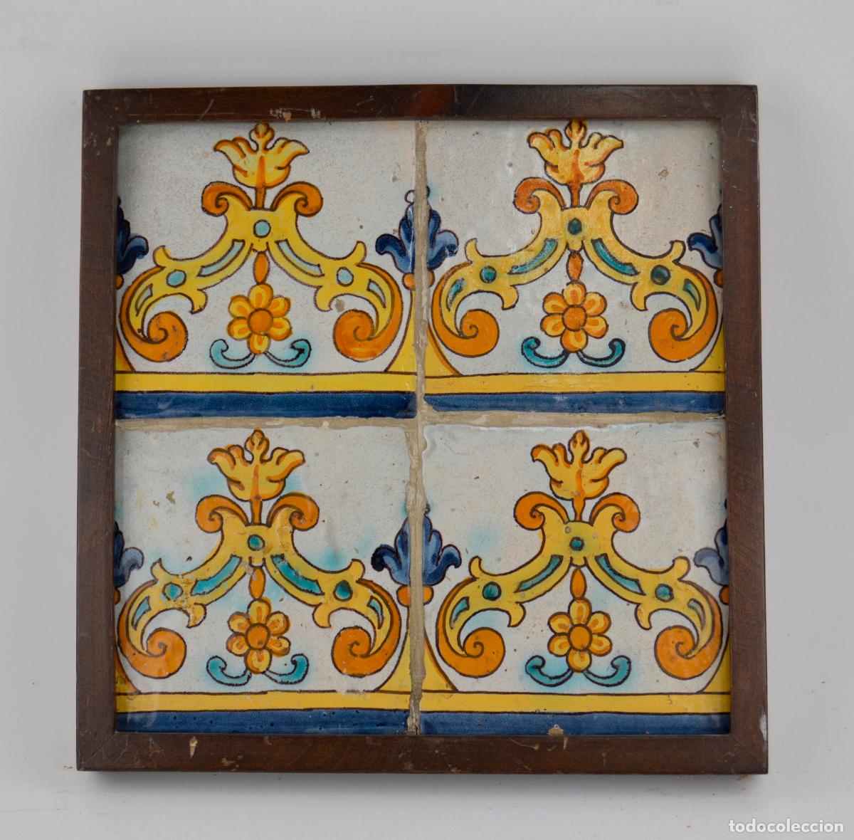 Antig&uuml;edades: Plaf&oacute;n de azulejos enmarcados siglo XVIII.