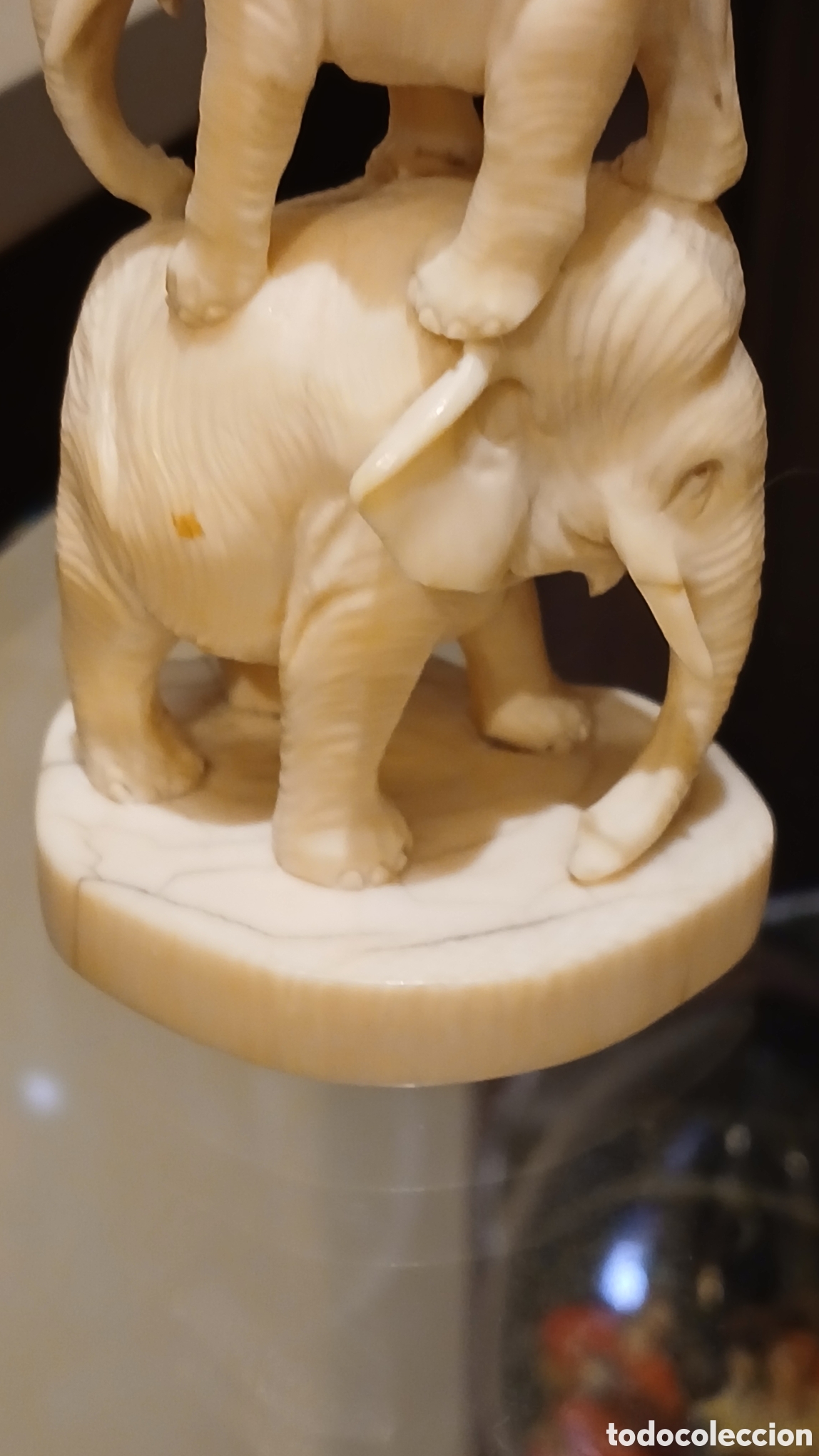 Antiquit&eacute;s: figura elefantes tallados era Meiji ( 1869-1912 )