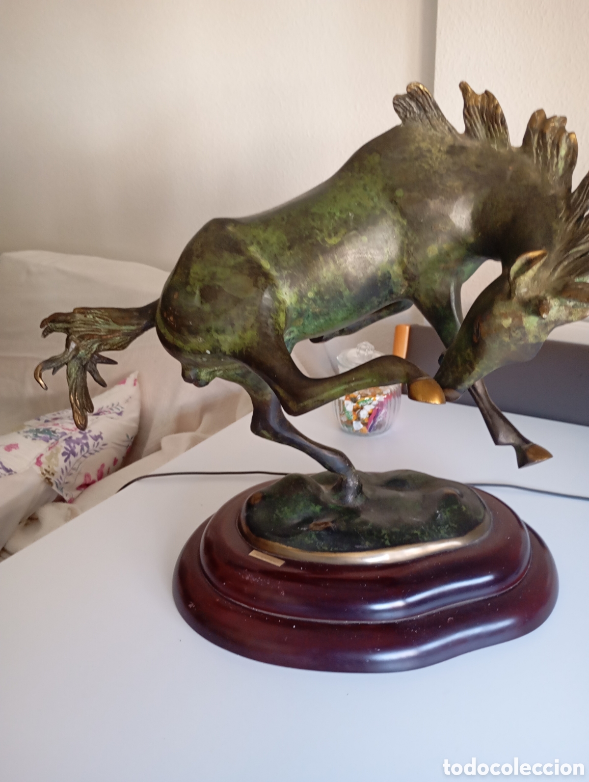 Antig&uuml;edades: Escultura caballo encabritado bronce italiano.