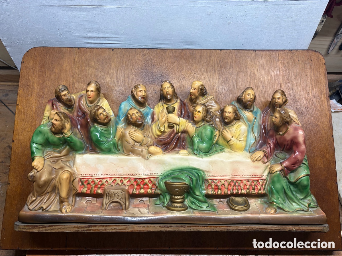 Antig&uuml;edades: Cuadro de Santa Cena en estuco