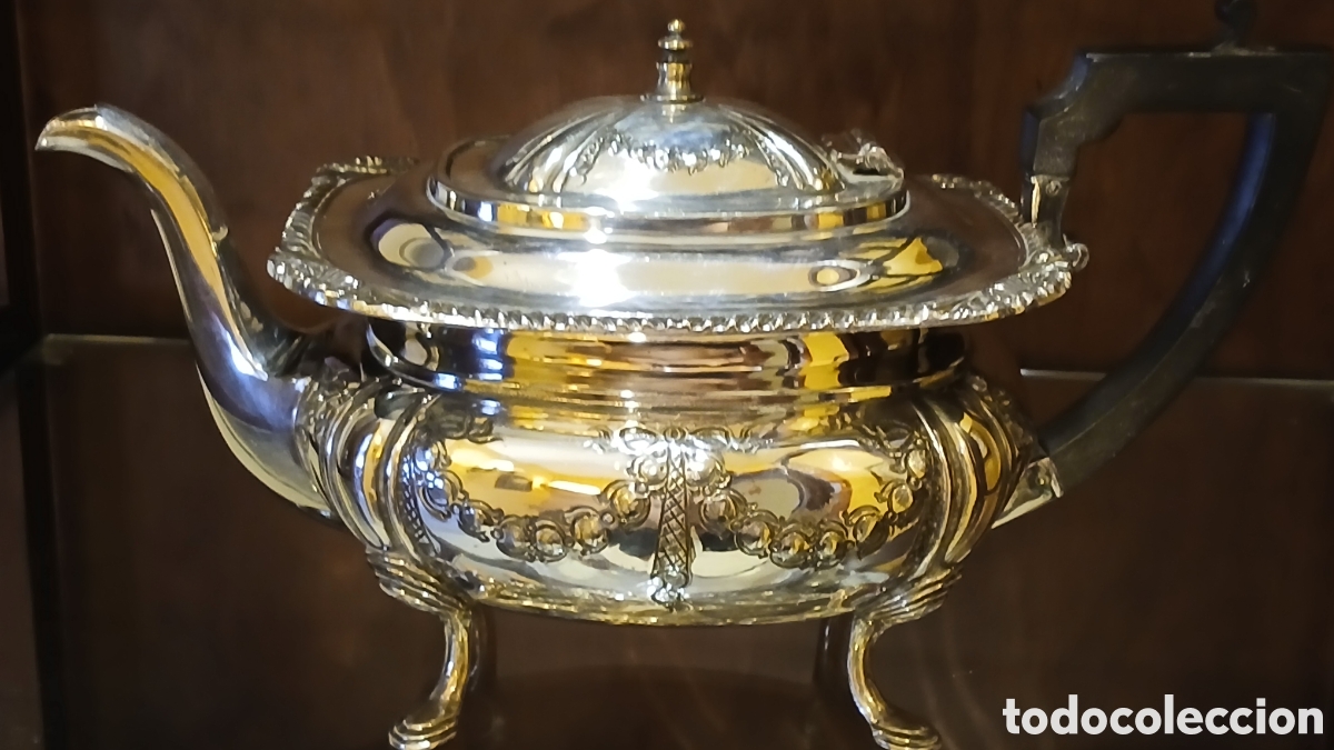 Antiquit&auml;ten: tetera chapada en plata antig&uuml;edad 1850-1899
