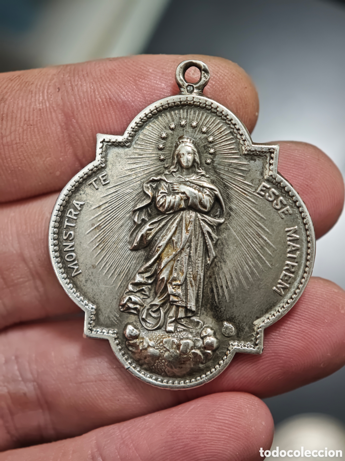 Antig&uuml;edades: Antigua Medalla Religiosa de Plata - Siglo XIX - Hijas de Mar&iacute;a Esclavas Concepcionistas - 14,68 g