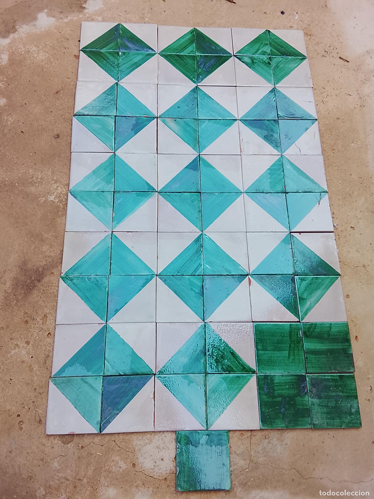 Antig&uuml;edades: Lote 62 Azulejos Antiguos Cartab&oacute;n 13x13 cm - Cer&aacute;mica Huerta (Onda) - Sin Usar
