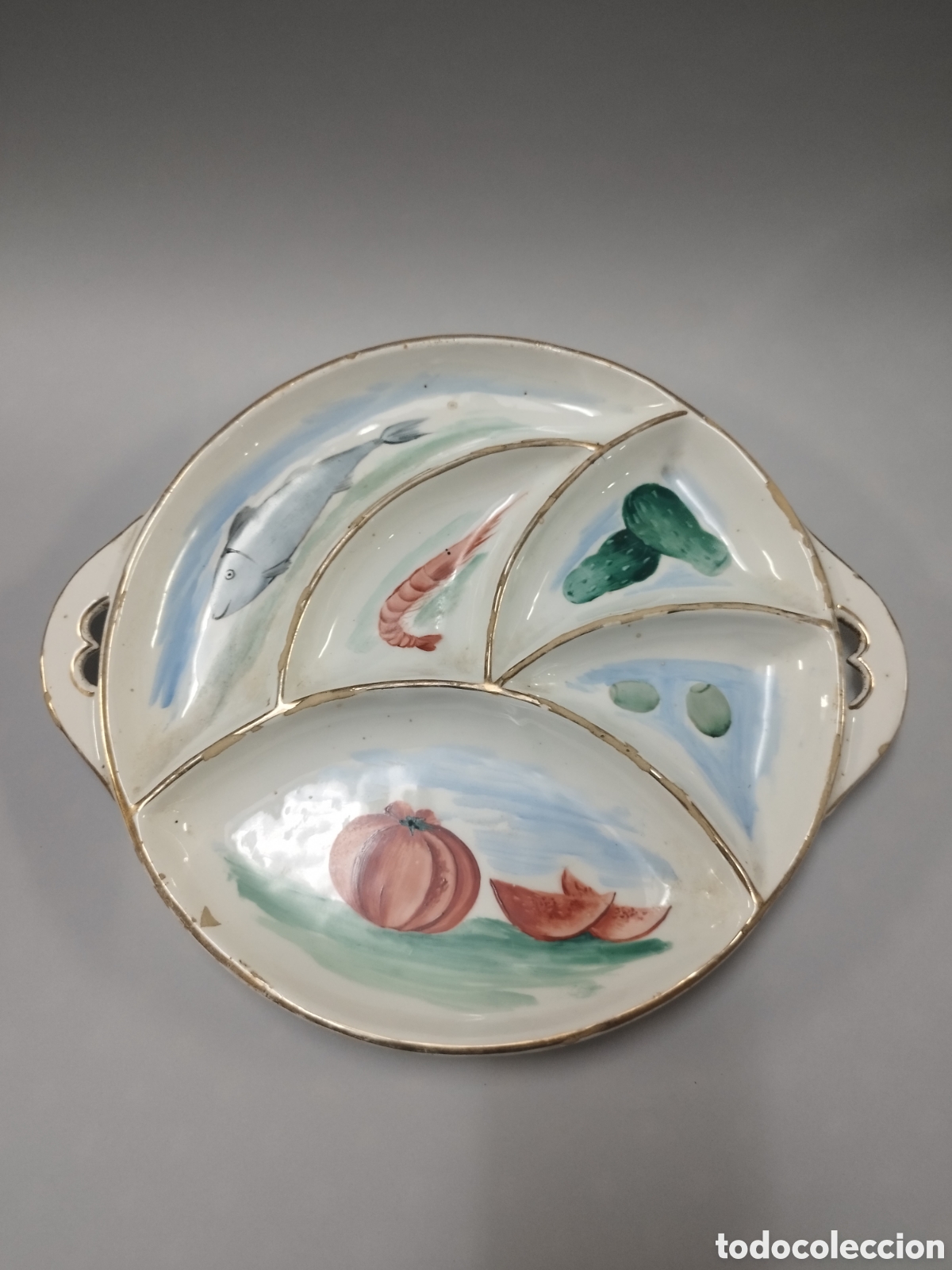 Antig&uuml;edades: BANDEJA DE CERAMICA MOLOZA. MANISES. A&Ntilde;OS 50-70.