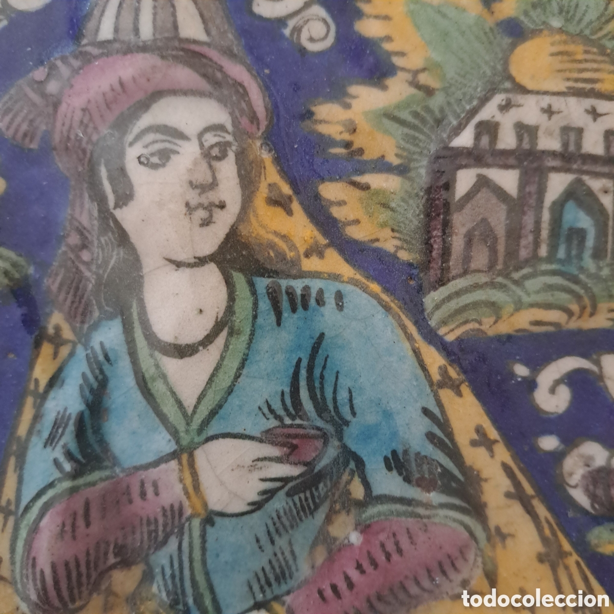 Antig&uuml;edades: Azulejo Qajar. Siglo XIX. - Foto 3