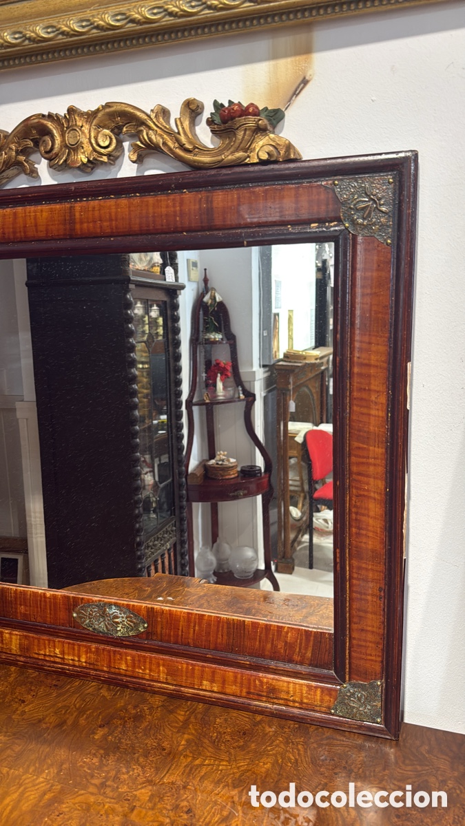 Antig&uuml;edades: ESPEJO CON ADORNOS Y PENACHO - Foto 2