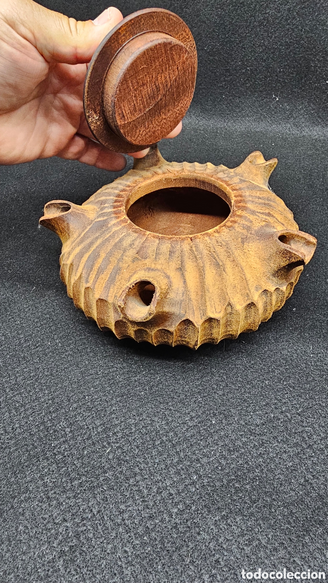Antig&uuml;edades: GROLLA ( copa de la amistad ) de madera tallada - Foto 3