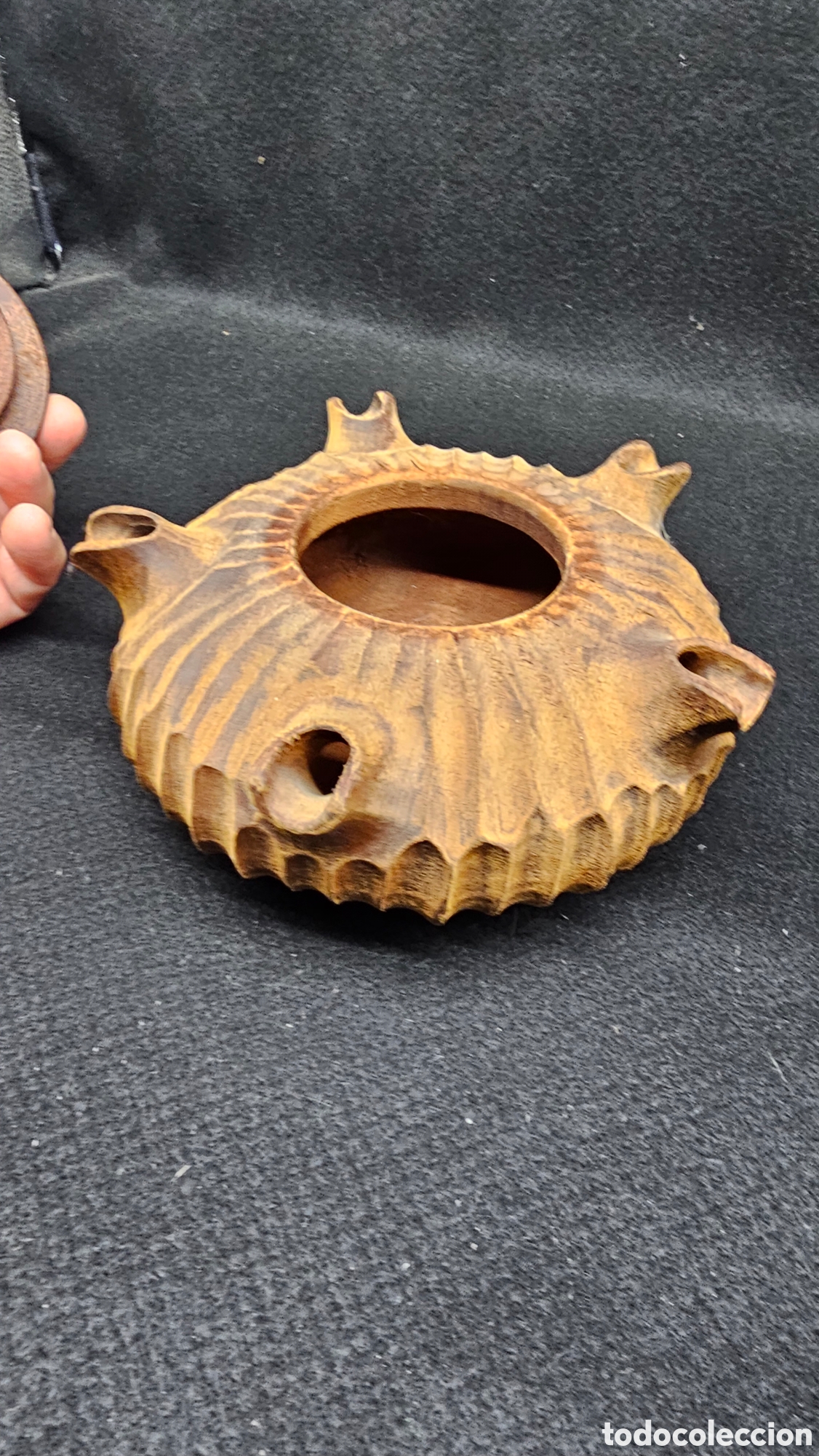 Antig&uuml;edades: GROLLA ( copa de la amistad ) de madera tallada - Foto 5