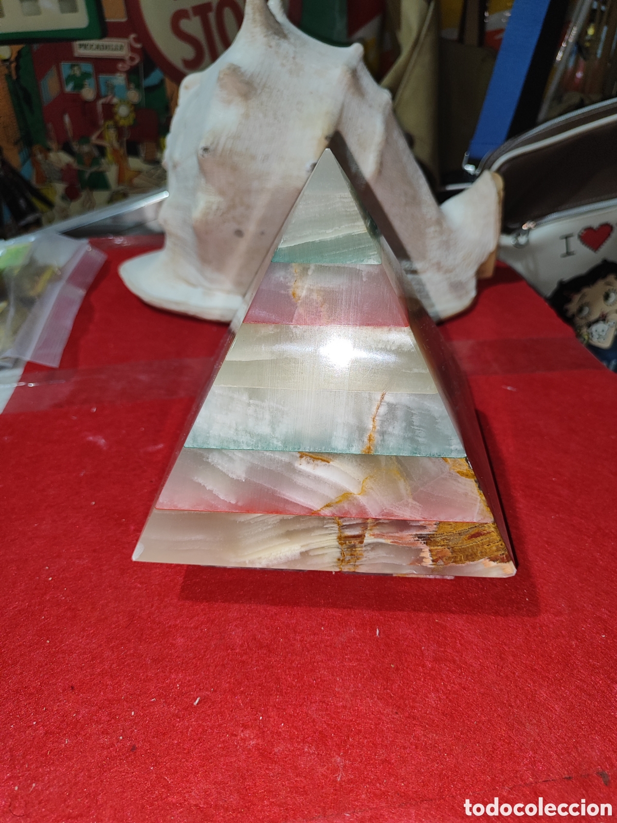 Antig&uuml;edades: Lampara de Onix en forma de pir&aacute;mide Las Estaciones - Foto 2