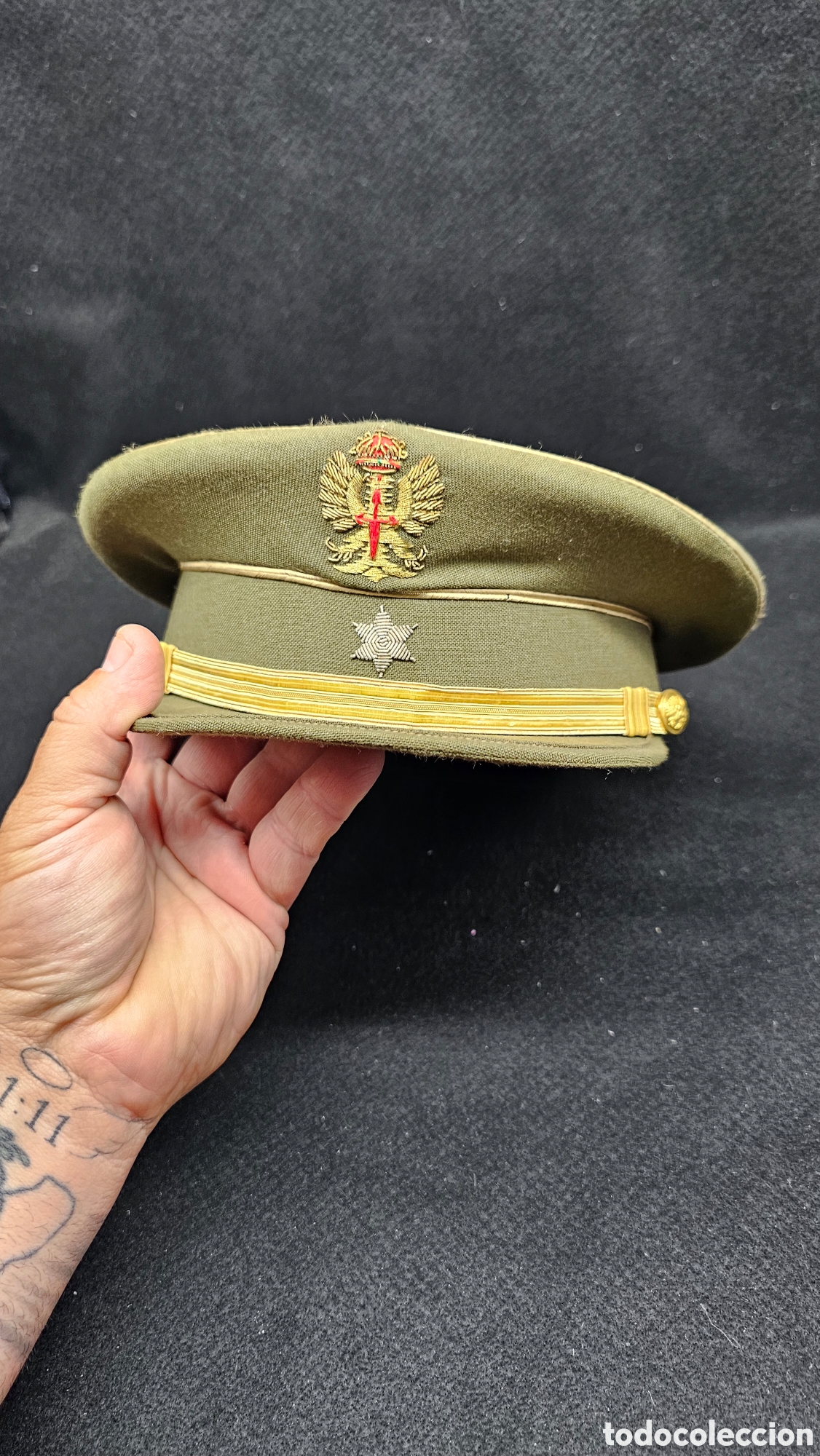 Antig&uuml;edades: Antigua gorra de plato del ej&eacute;rcito de tierra espa&ntilde;ol