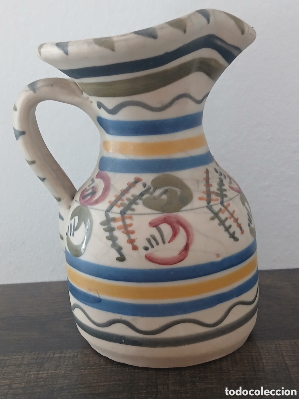 Antig&uuml;edades: Antig&uuml;edades jarra de cer&aacute;mica tradicional de Almu&ntilde;&eacute;car (Granada) - Firmada S.T.R.