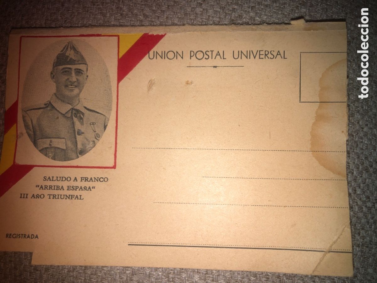 Antig&uuml;edades: Franco tarjeta postal patri&oacute;tica