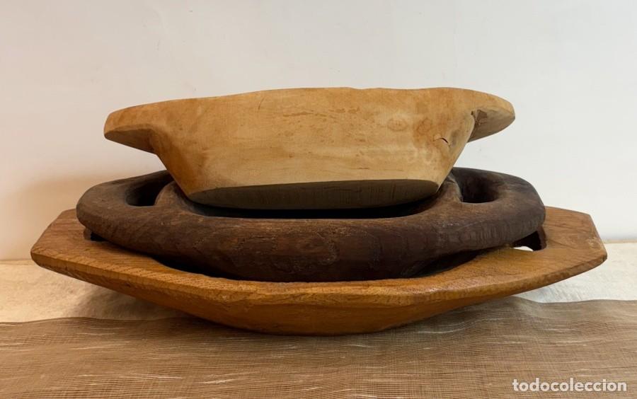 Antig&uuml;edades: Lote de Tres Cuencos de Madera - Foto 2
