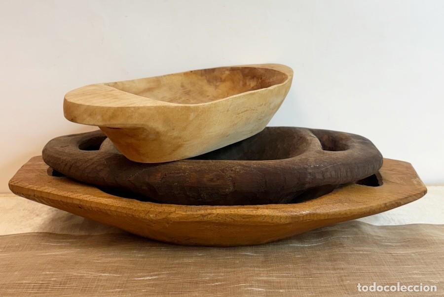 Antig&uuml;edades: Lote de Tres Cuencos de Madera - Foto 3