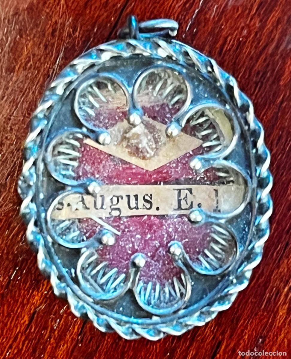 Antig&uuml;edades: ANTIGUO RELICARIO COLGANTE DE SAN AGUST&Iacute;N EN PLATA, CERRADO, SIGLO XIX