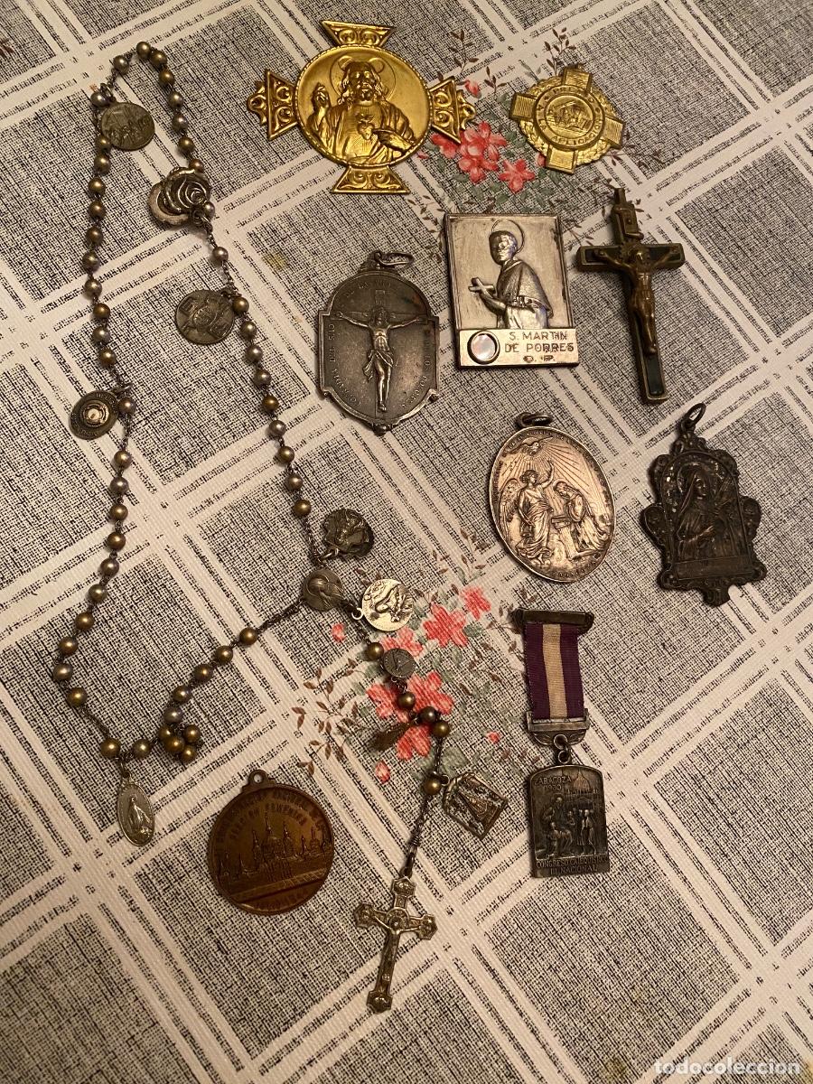 Antig&uuml;edades: LOTE MEDALLAS RELIGIOSAS , RELIQUIAS , ROSARIO , etc