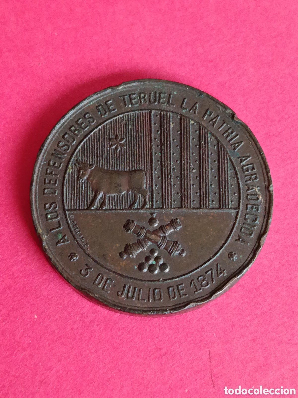 Antig&uuml;edades: MEDALLA DE LA TERCERA GUERRA CARLISTA CONCEDIDA A LOS DEFENSORES DE TERUEL. 1874. Gregorio Sell&aacute;n.
