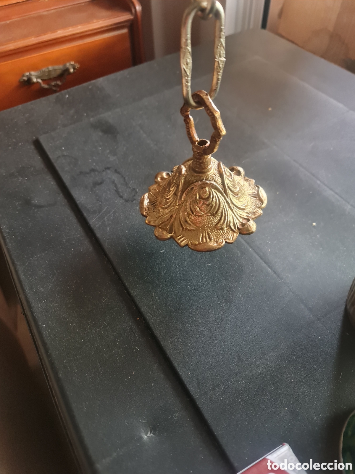Antig&uuml;edades: Antiguo Roset&oacute;n y Cadena Original en Bronce Macizo &ndash; Estado Impecable - Foto 2
