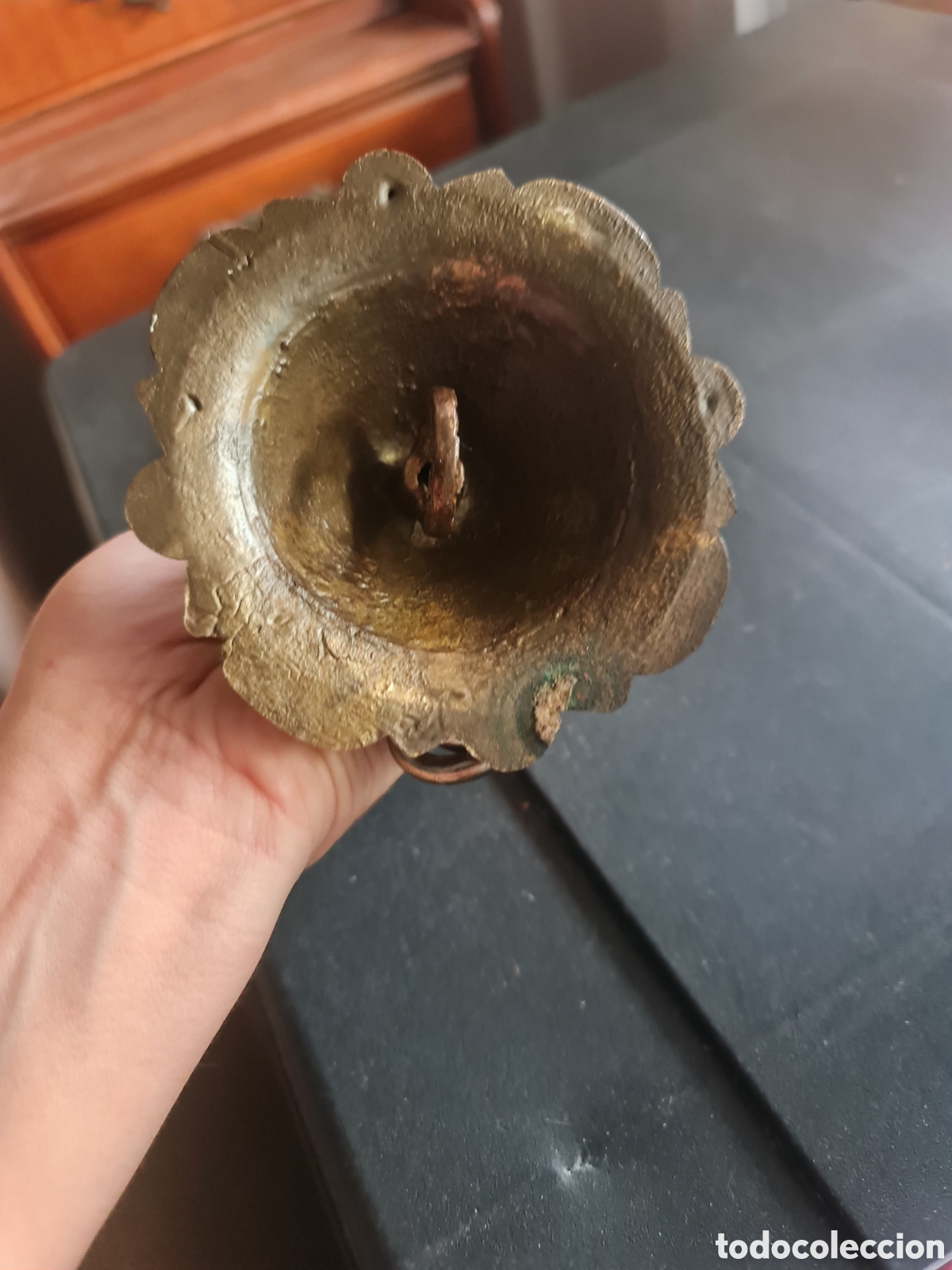 Antig&uuml;edades: Antiguo Roset&oacute;n y Cadena Original en Bronce Macizo &ndash; Estado Impecable - Foto 4