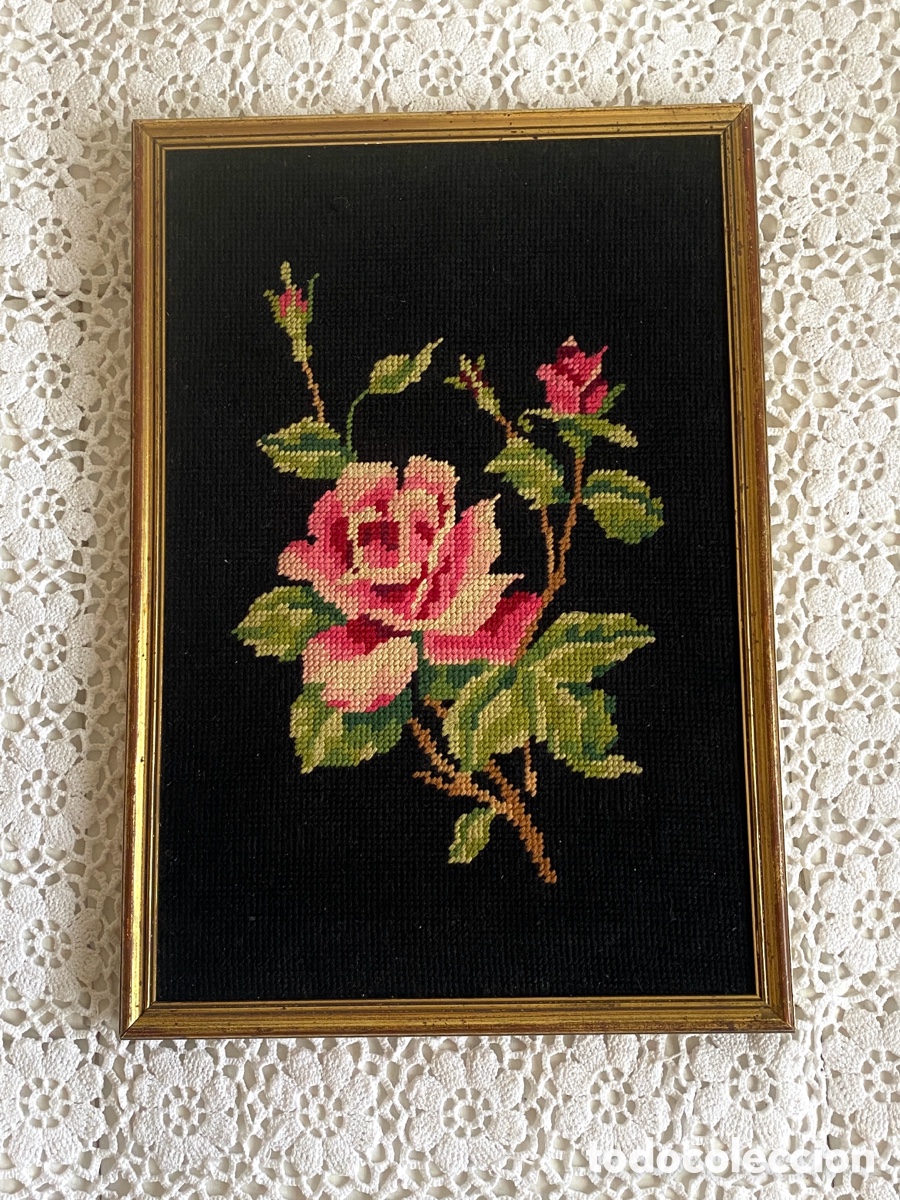 Antig&uuml;edades: Antiguo cuadro bordado petit point