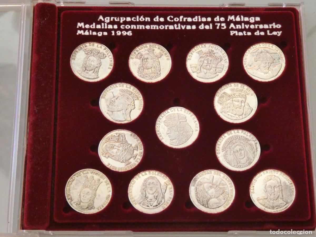 Antig&uuml;edades: 13 MEDALLAS ARRAS DE PLATA DE LEY. COFRAD&Iacute;AS SEMANA SANTA M&Aacute;LAGA. A&Ntilde;O 1996. COMPLETA.
