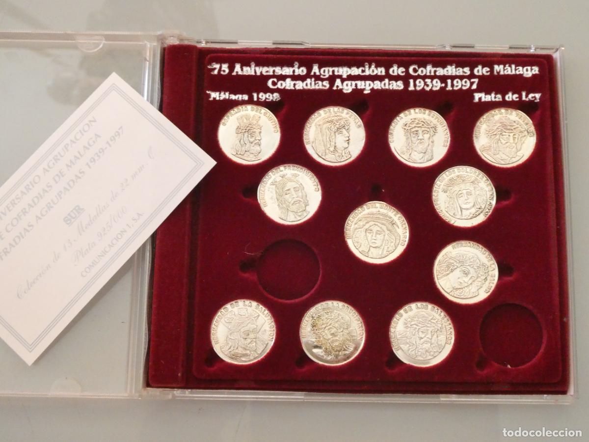 Antig&uuml;edades: 13 MEDALLAS 11/ 13 ARRAS DE PLATA DE LEY. COFRAD&Iacute;AS SEMANA SANTA M&Aacute;LAGA. A&Ntilde;O 1997. INCOMPLETA.