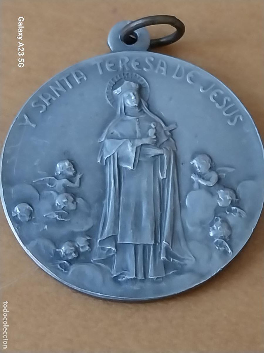 Antig&uuml;edades: SANTA TERESA DE JESUS MEDALLA 3.47CMS ALTO ORIGINAL ANTIGUA