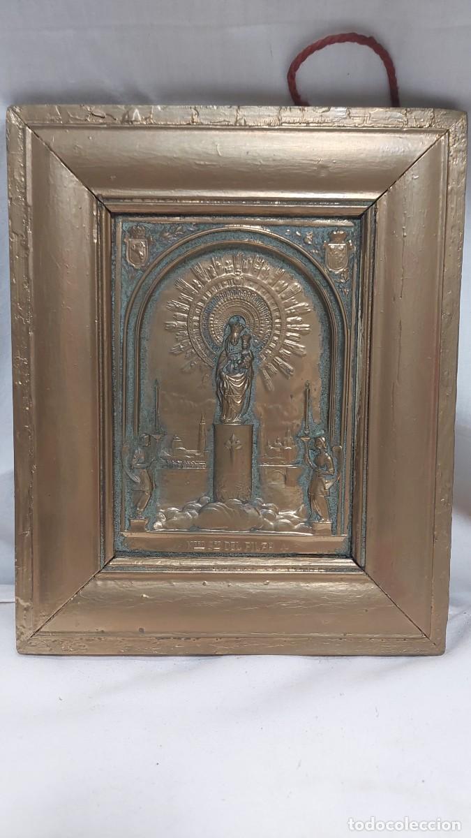 Antig&uuml;edades: Placa de cobre Alfonsina Virgen del Pilar