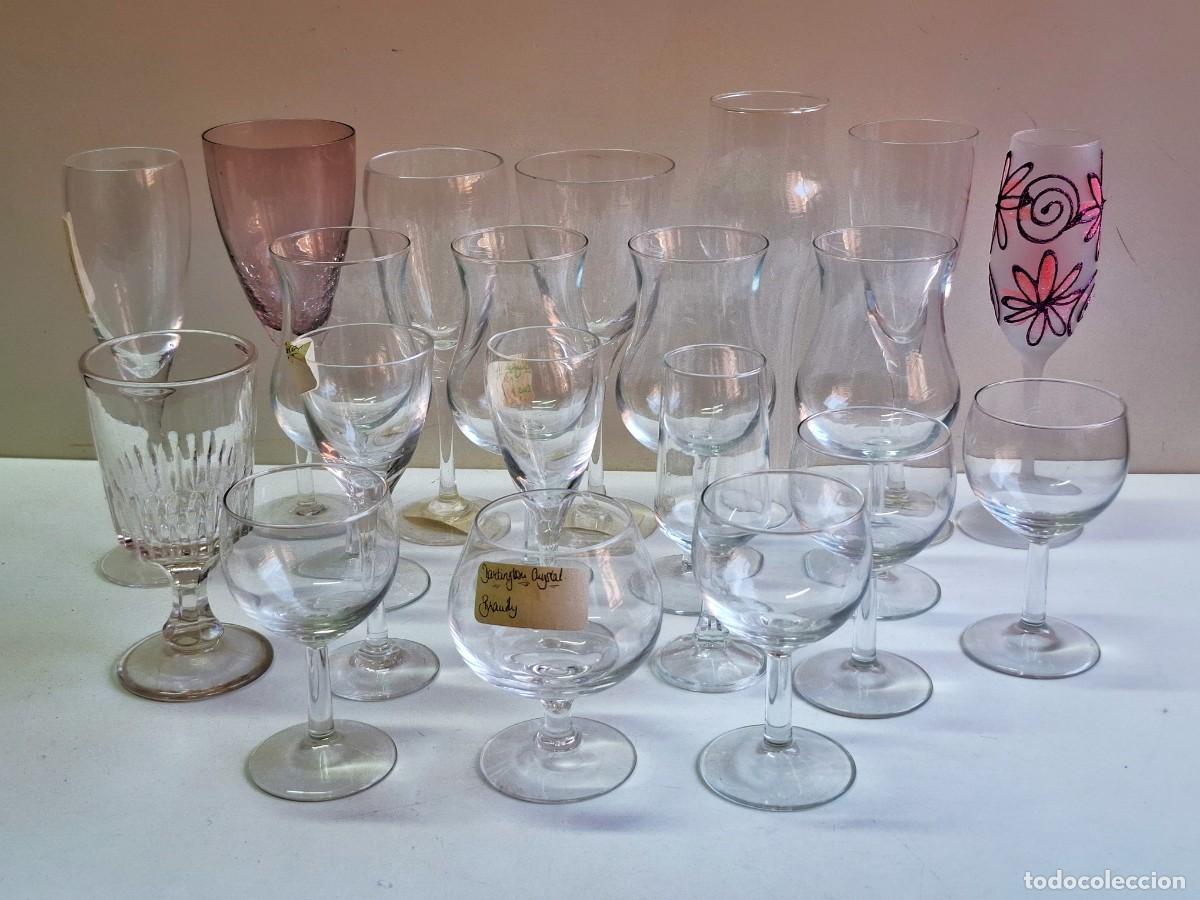 Antig&uuml;edades: PRECIOSO LOTE O COLECCION DE COPAS DE CRISTAL VIDRIO GRUESAS VARIAS