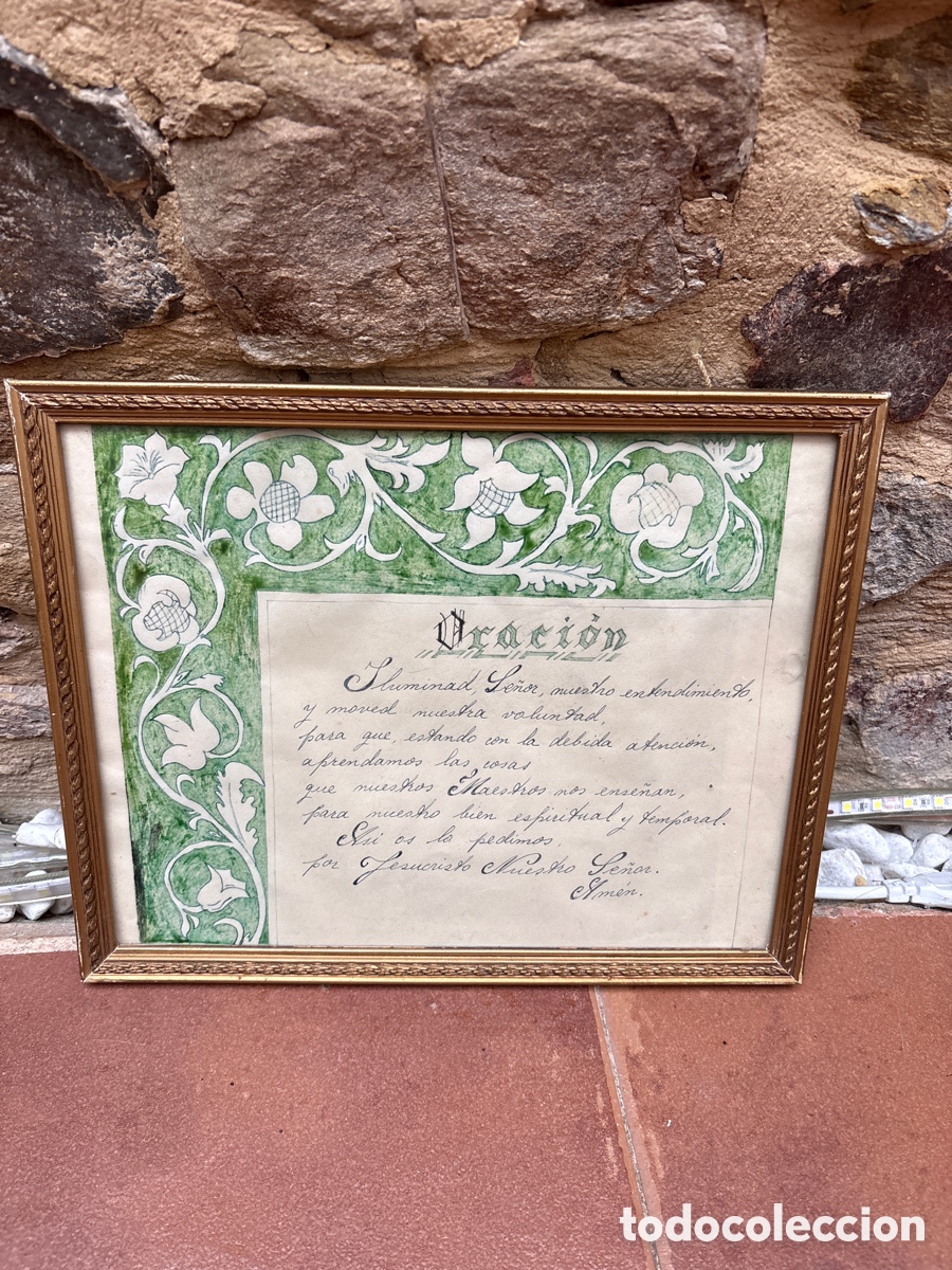 Antig&uuml;edades: Antigua Oraci&oacute;n manuscrita. Enmarcada y con cristal. Principios SXX. ASM