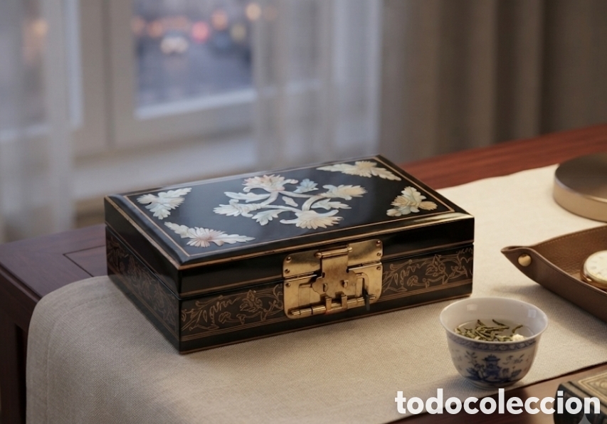 Antig&uuml;edades: Antiguo y Exclusivo Joyero Artesanal de Laca y N&aacute;car China