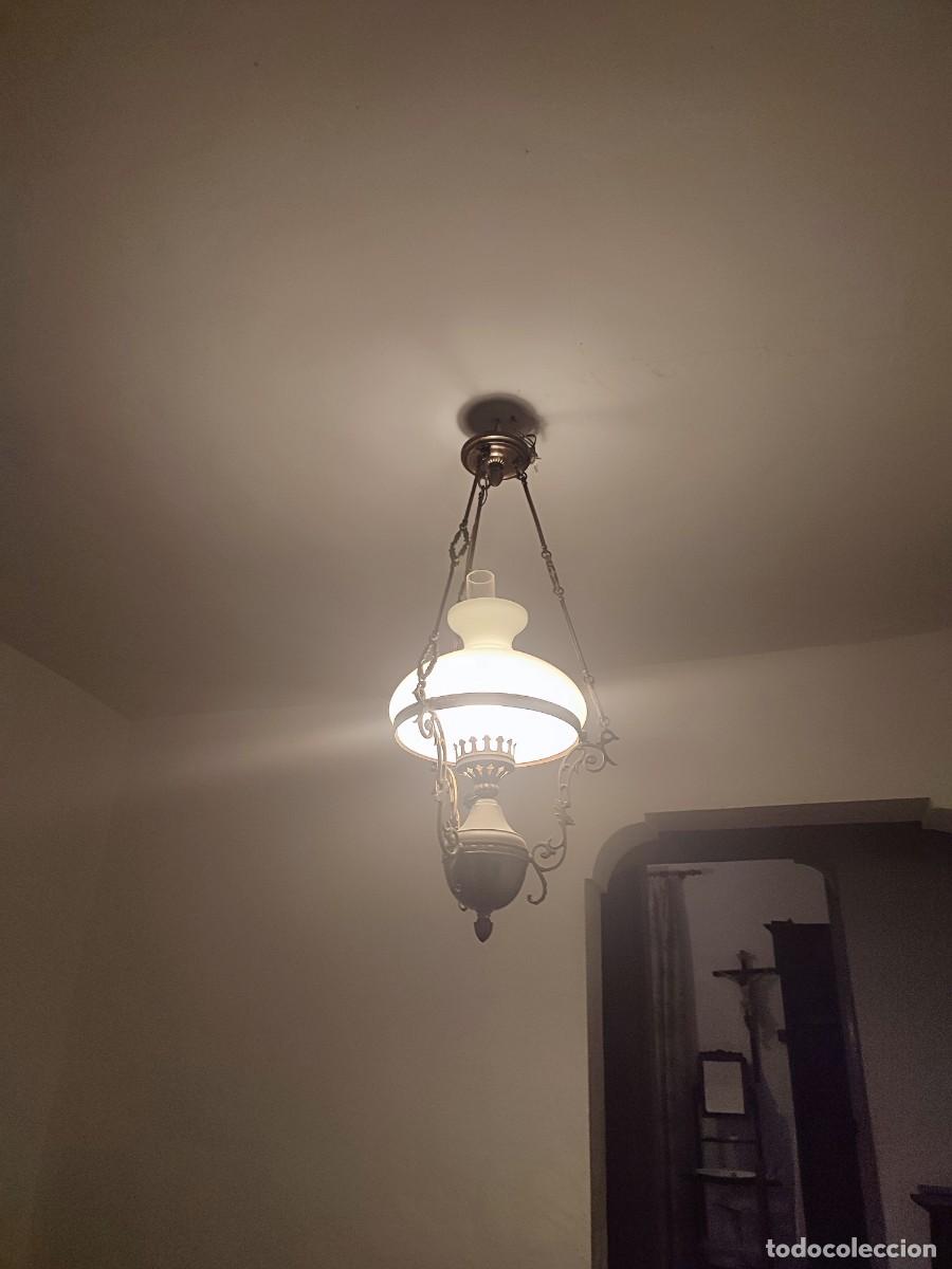 Antig&uuml;edades: L&aacute;mpara d etecho antigua tipo quinqu&eacute; - Foto 2