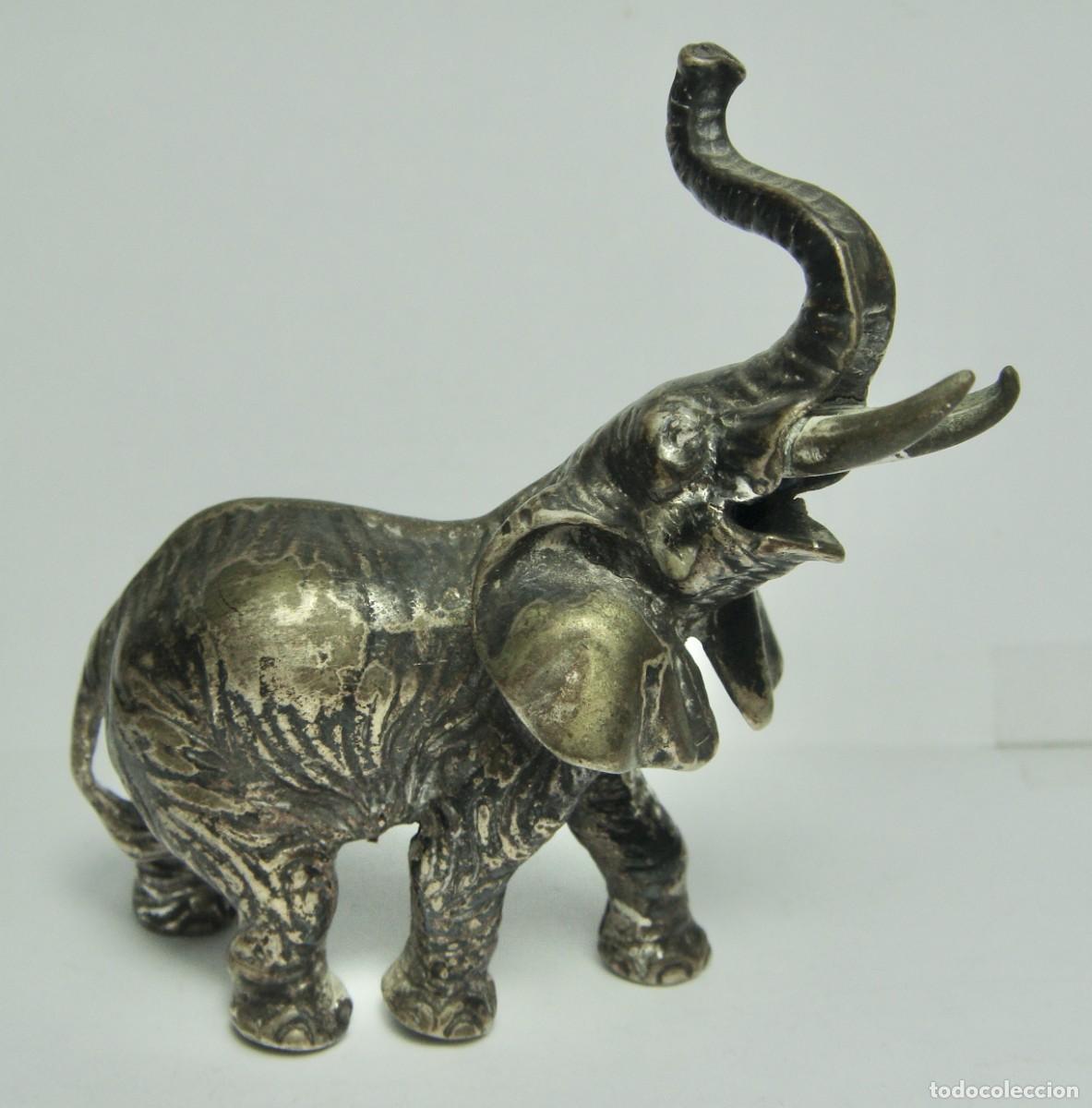 Antig&uuml;edades: Elefante en Plata Maciza &middot; Trompa alzada (prosperidad y buena fortuna) &middot; ca. 1950&ndash;1980