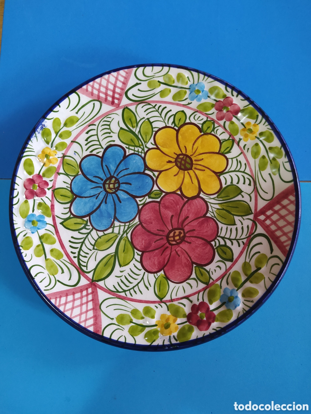 Antig&uuml;edades: Plato cer&aacute;mico Zorrilla pintado a mano 22 cm &ndash; Cer&aacute;mica artesanal espa&ntilde;ola vintage**
