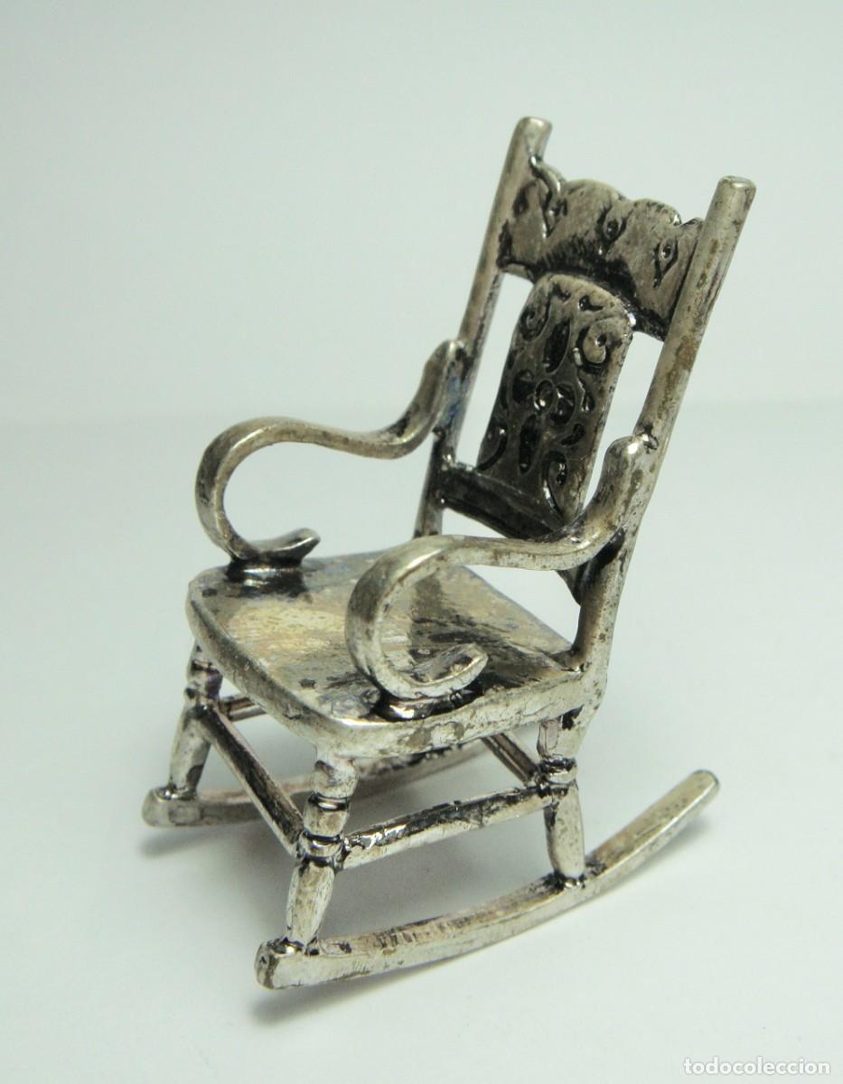 Antig&uuml;edades: Mecedora en Miniatura de Plata &middot; 45 &times; 22 mm - Foto 2