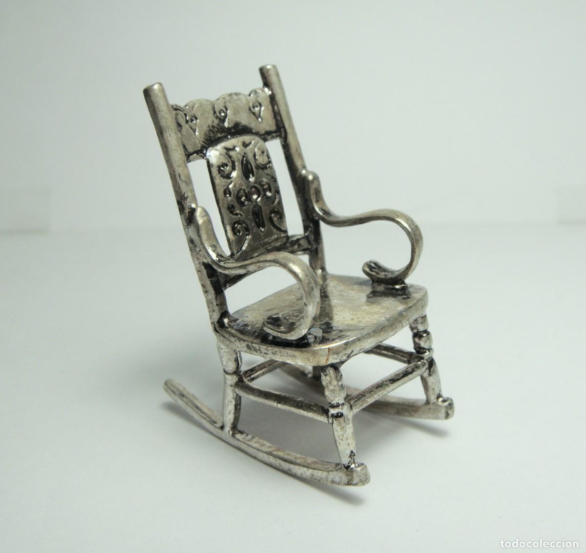 Antig&uuml;edades: Mecedora en Miniatura de Plata &middot; 45 &times; 22 mm - Foto 5