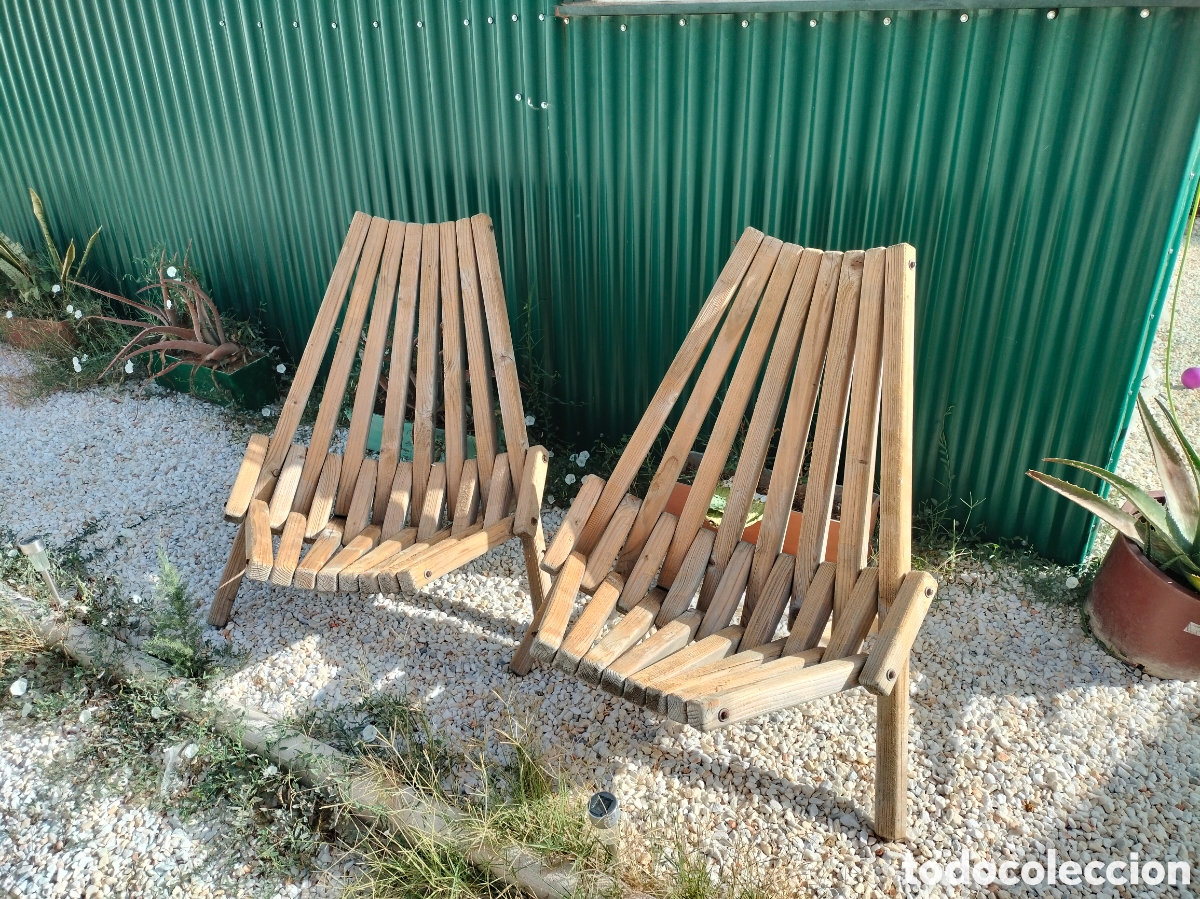 Antig&uuml;edades: Pareja de sillas kentucky (estados unidos) realizada en listones de madera