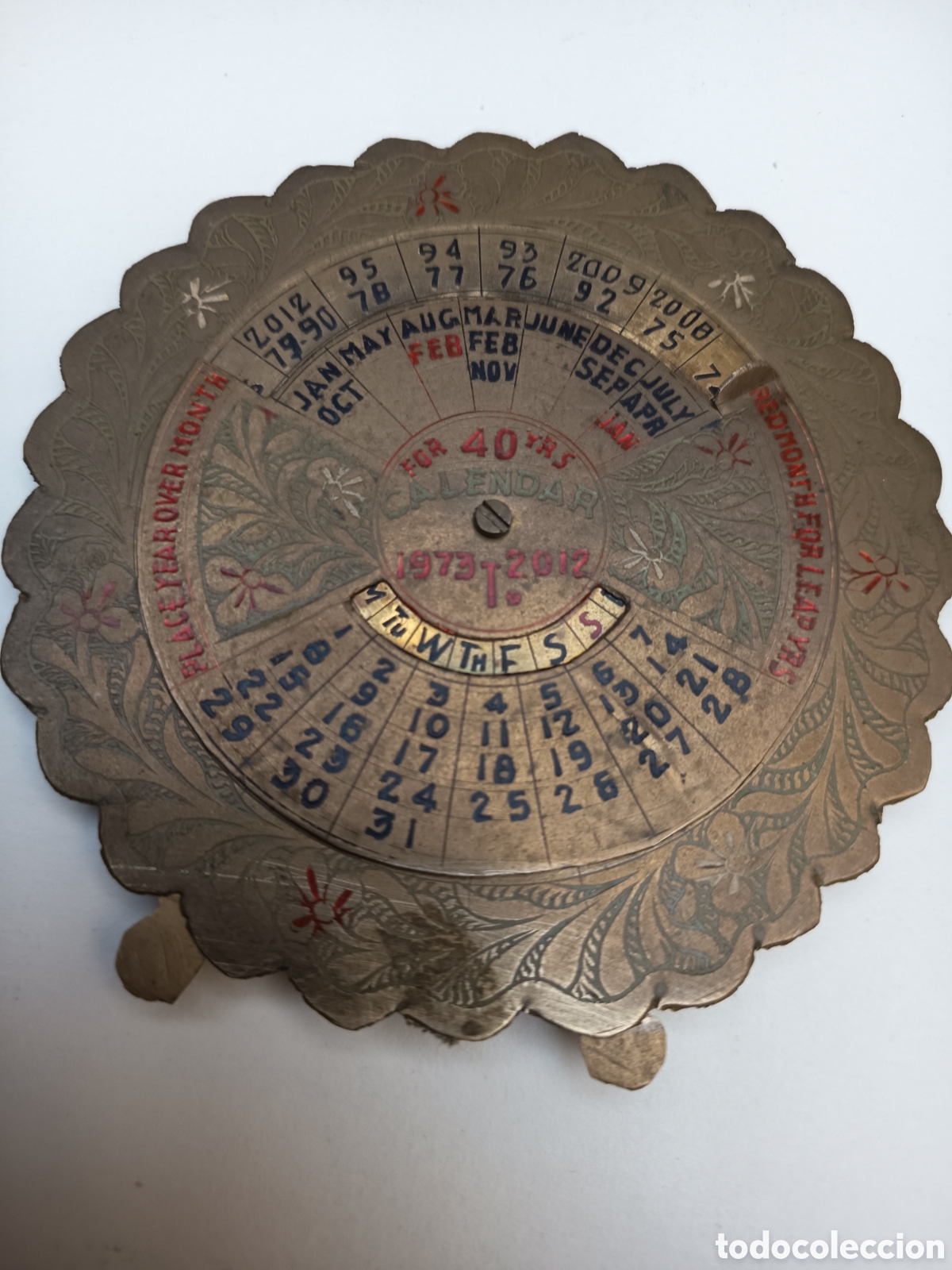Antig&uuml;edades: Calendario perpetuo metal - Foto 2
