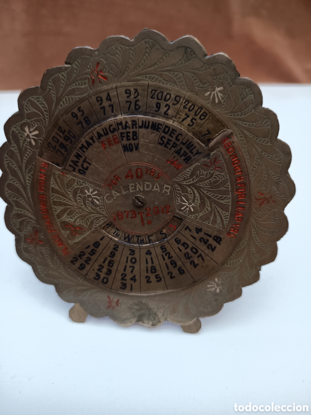 Antig&uuml;edades: Calendario perpetuo metal - Foto 5