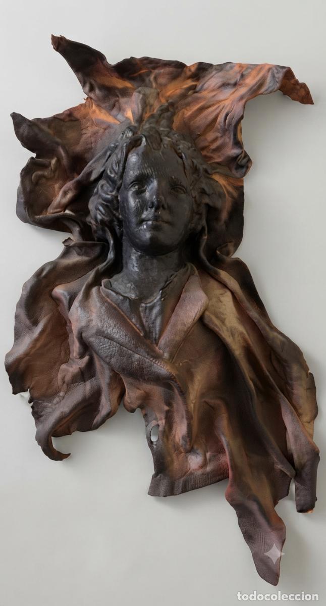 Oggetti Antichi: FIGURA FEMENINA. RELIEVE EN PIEL GRABADA. FIRMADA MARIO 90