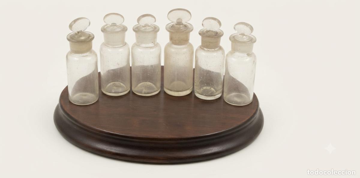 Antig&uuml;edades: LOTE 6 BOTELLAS PEQUE&Ntilde;AS LABORATORIO ANTIGUAS CON TAP&Oacute;N BISELADO