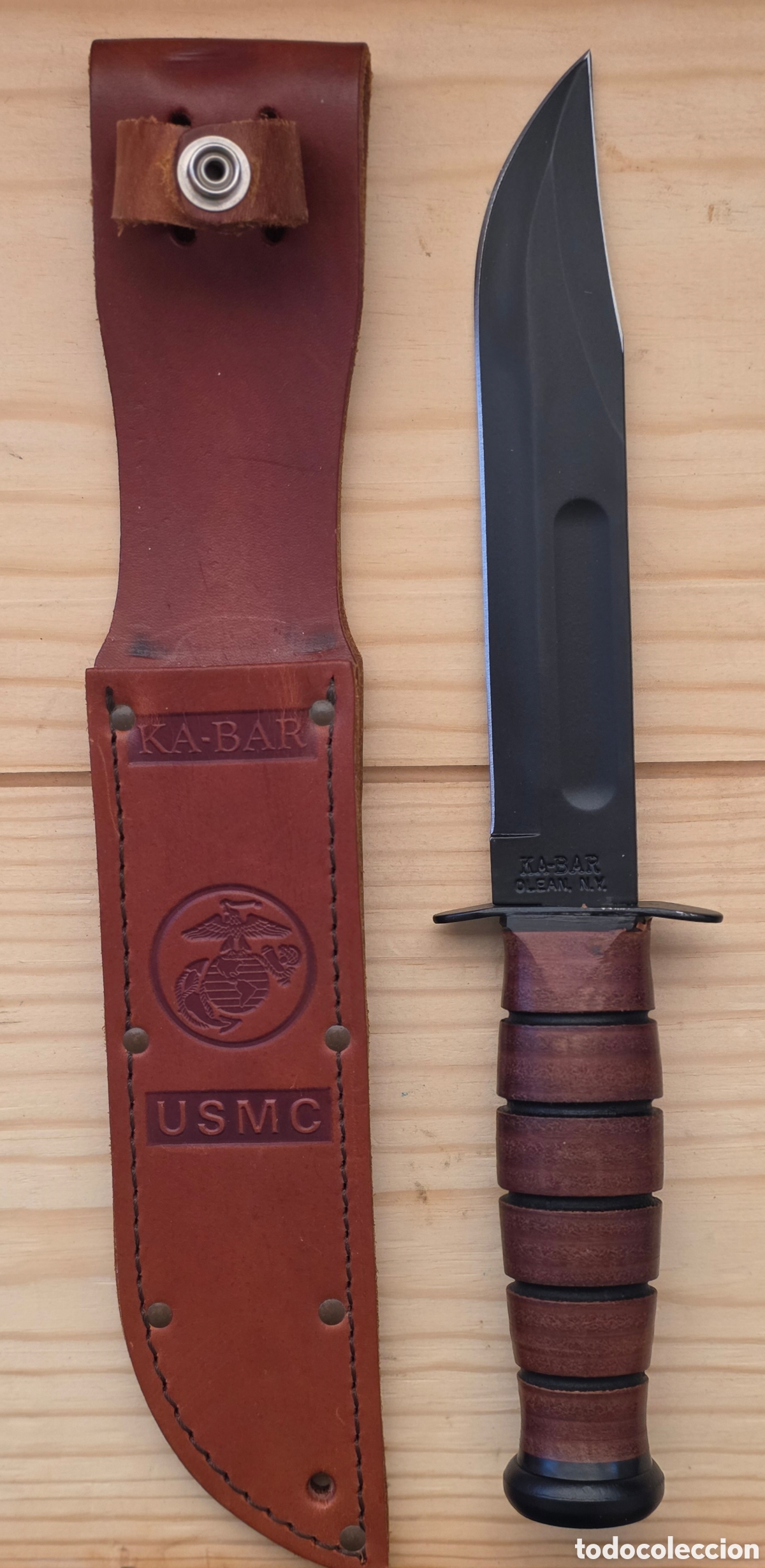Antig&uuml;edades: KA-BAR USMC Fighting Knife &ndash; Cuchillo oficial Marines EE. UU. &ndash; Con funda original y documentaci&oacute;n