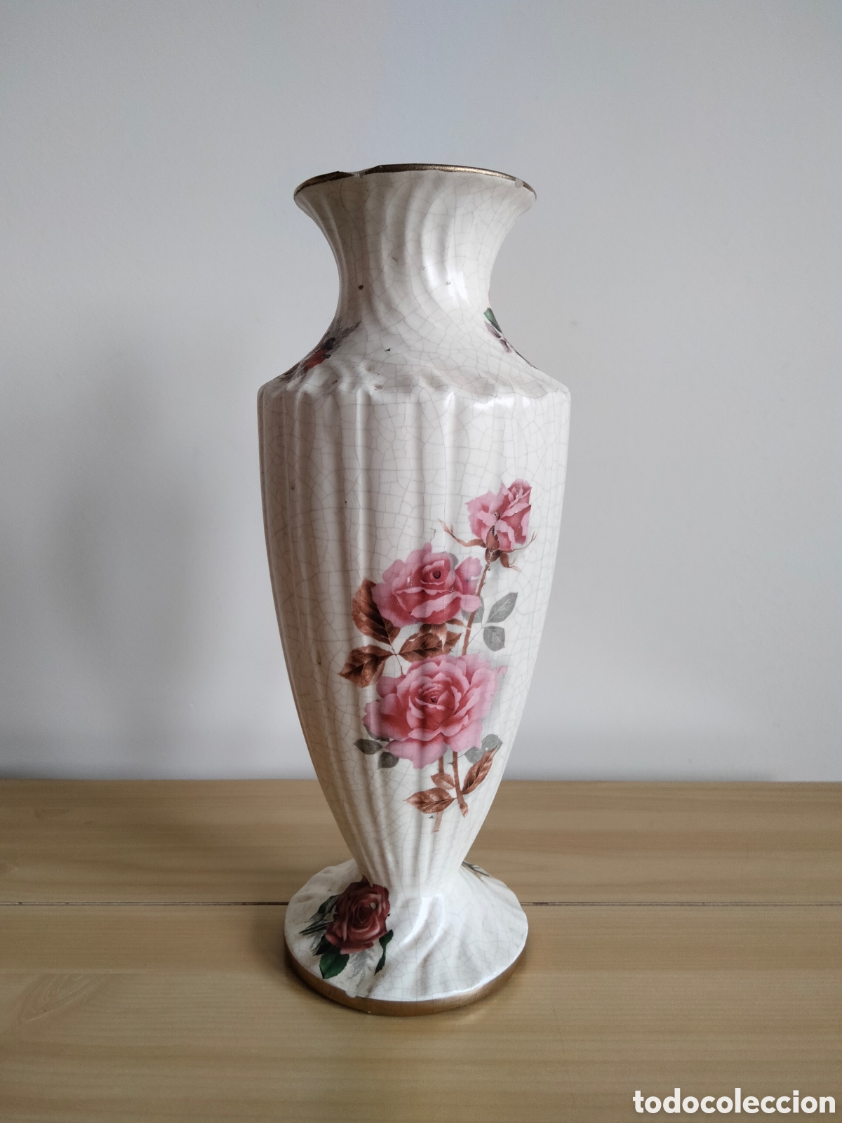 Antig&uuml;edades: ANTIGUO JARR&Oacute;N DE CER&Aacute;MICA DECORACI&Oacute;N FLORAL